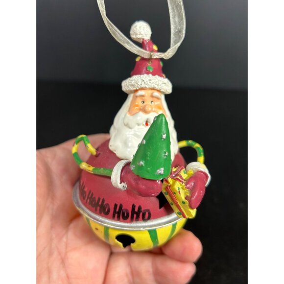 Vintage Christmas Hanging Metal Santa Jingle Bell Ornament Holiday Decor - Picture 4 of 5